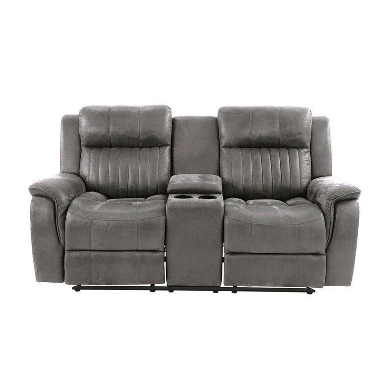 Modernes manuell verstellbares 1-Sitzer-Sofa mit Konsole, 1-teilig, für das Wohnzimmer, dunkel kaffeefarbener atmungsaktiver Kunstlederbezug