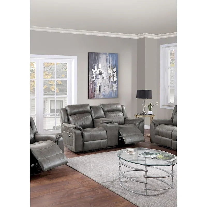 Modernes manuell verstellbares 1-Sitzer-Sofa mit Konsole, 1-teilig, für das Wohnzimmer, dunkel kaffeefarbener atmungsaktiver Kunstlederbezug