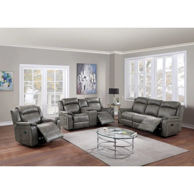 Modernes manuell verstellbares 1-Sitzer-Sofa mit Konsole, 1-teilig, für das Wohnzimmer, dunkel kaffeefarbener atmungsaktiver Kunstlederbezug