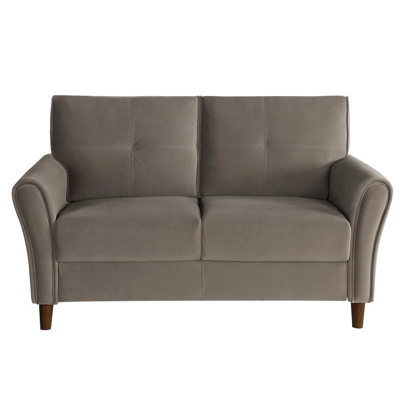 Brązowa welwetowa sofa dwuosobowa 1Pc z wygodnymi miękkimi oparciami, pikowanymi detalami i ramą z litego drewna, nowoczesne meble do salonu