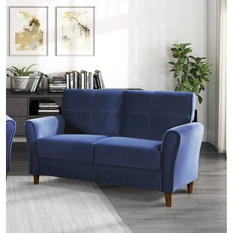 Brązowa welwetowa sofa dwuosobowa 1Pc z wygodnymi miękkimi oparciami, pikowanymi detalami i ramą z litego drewna, nowoczesne meble do salonu