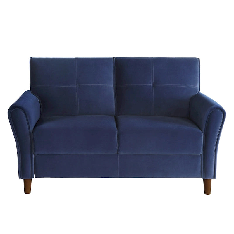 Brązowa welwetowa sofa dwuosobowa 1Pc z wygodnymi miękkimi oparciami, pikowanymi detalami i ramą z litego drewna, nowoczesne meble do salonu