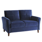 Brązowa welwetowa sofa dwuosobowa 1Pc z wygodnymi miękkimi oparciami, pikowanymi detalami i ramą z litego drewna, nowoczesne meble do salonu