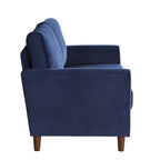 Brązowa welwetowa sofa dwuosobowa 1Pc z wygodnymi miękkimi oparciami, pikowanymi detalami i ramą z litego drewna, nowoczesne meble do salonu