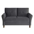 Brązowa welwetowa sofa dwuosobowa 1Pc z wygodnymi miękkimi oparciami, pikowanymi detalami i ramą z litego drewna, nowoczesne meble do salonu