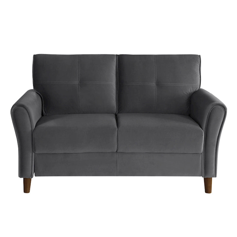 Brązowa welwetowa sofa dwuosobowa 1Pc z wygodnymi miękkimi oparciami, pikowanymi detalami i ramą z litego drewna, nowoczesne meble do salonu
