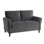 Brązowa welwetowa sofa dwuosobowa 1Pc z wygodnymi miękkimi oparciami, pikowanymi detalami i ramą z litego drewna, nowoczesne meble do salonu