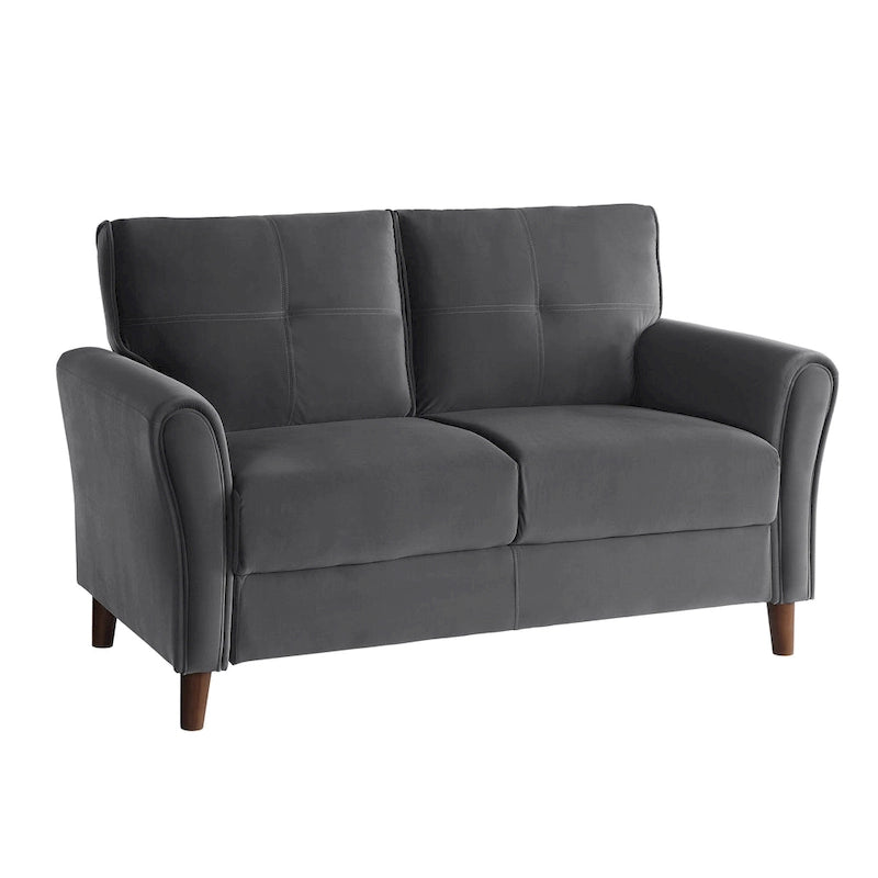 Brązowa welwetowa sofa dwuosobowa 1Pc z wygodnymi miękkimi oparciami, pikowanymi detalami i ramą z litego drewna, nowoczesne meble do salonu