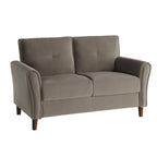 Brązowa welwetowa sofa dwuosobowa 1Pc z wygodnymi miękkimi oparciami, pikowanymi detalami i ramą z litego drewna, nowoczesne meble do salonu