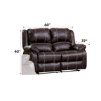 Loveseat met bruine synthetischleren bekleding en relaxfunctie