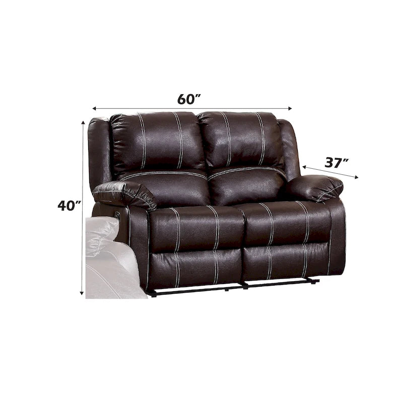 Loveseat met bruine synthetischleren bekleding en relaxfunctie