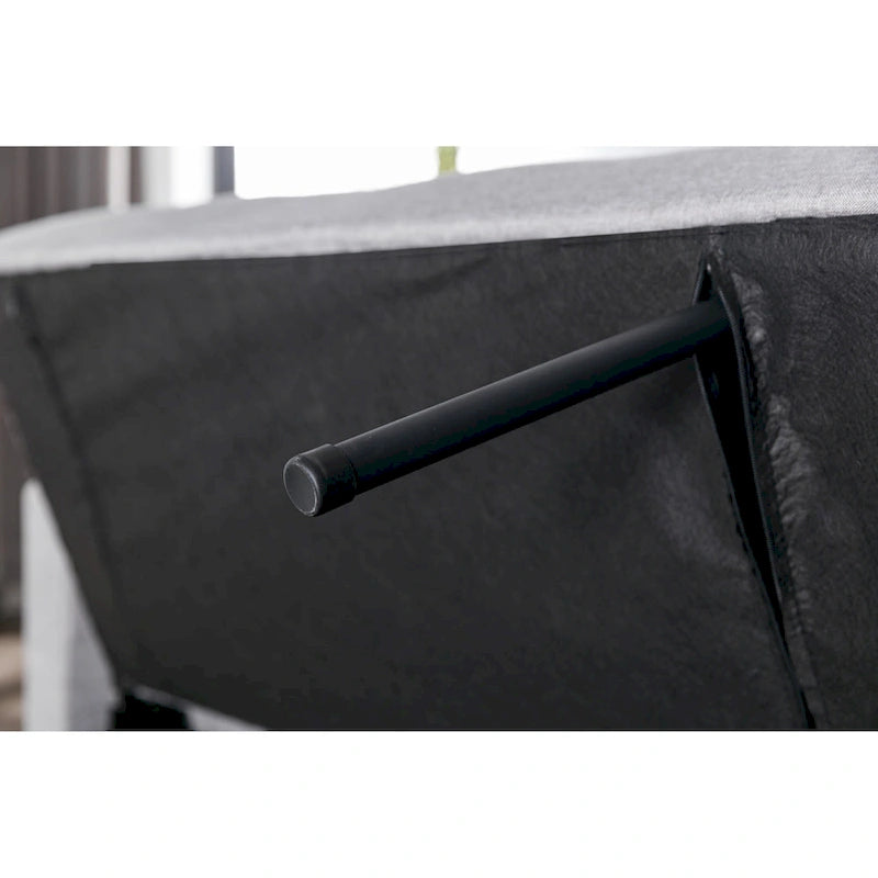 Causeuse convertible 3 en 1 en tissu de lin gris clair avec poche latérale