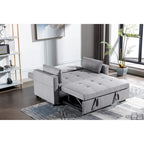 Causeuse convertible 3 en 1 en tissu de lin gris clair avec poche latérale
