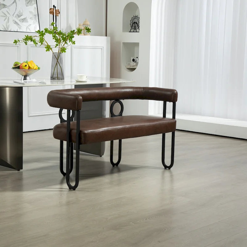 Loveseat moderno House Hold, sofá de 2 plazas de tela de chenilla, con brazos y patas metálicas para la sala de estar