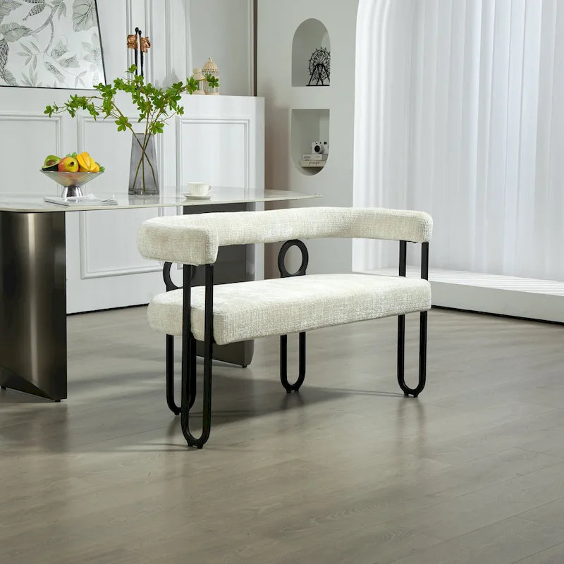 Loveseat moderno House Hold, sofá de 2 plazas de tela de chenilla, con brazos y patas metálicas para la sala de estar