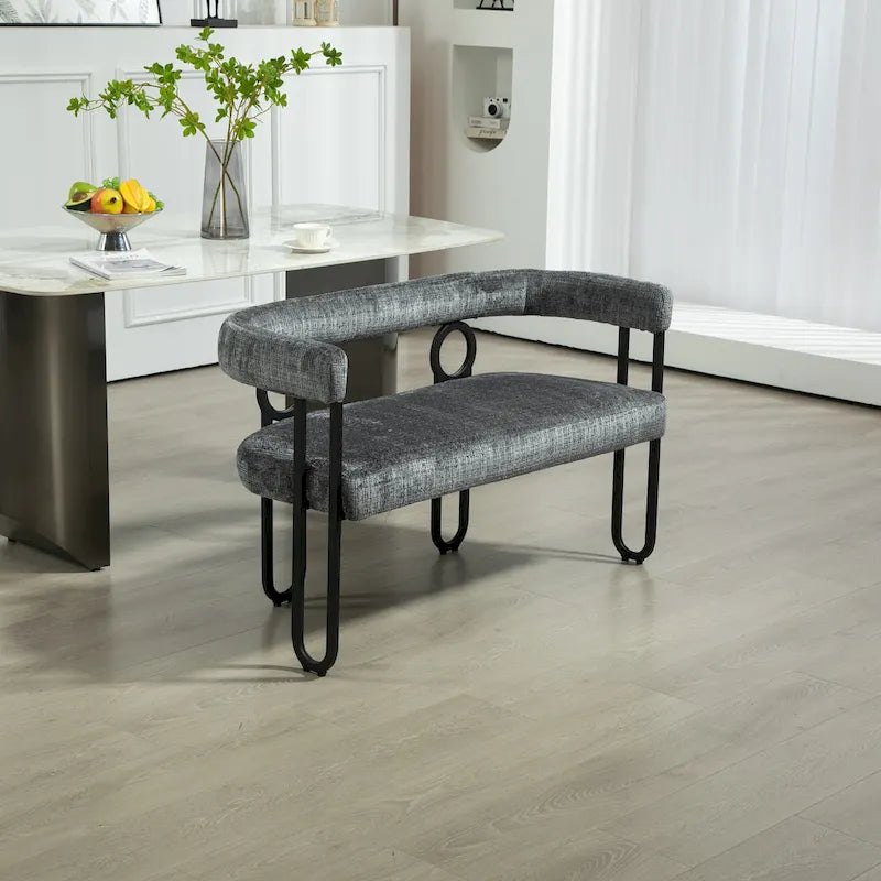 Loveseat moderno House Hold, sofá de 2 plazas de tela de chenilla, con brazos y patas metálicas para la sala de estar