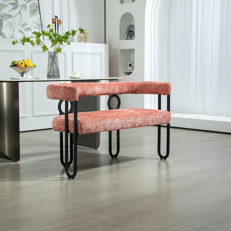 Loveseat moderno House Hold, sofá de 2 plazas de tela de chenilla, con brazos y patas metálicas para la sala de estar