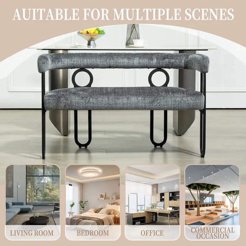 Loveseat moderno House Hold, sofá de 2 plazas de tela de chenilla, con brazos y patas metálicas para la sala de estar