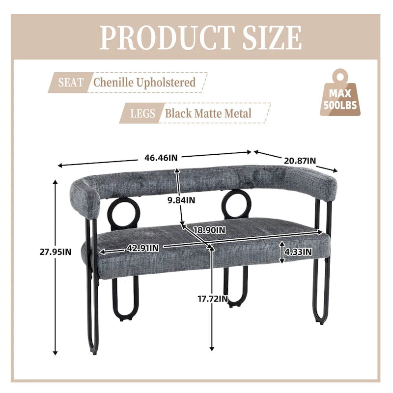 Loveseat moderno House Hold, sofá de 2 plazas de tela de chenilla, con brazos y patas metálicas para la sala de estar