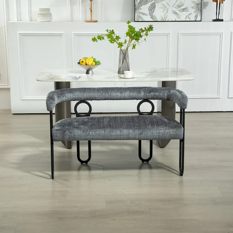 Loveseat moderno House Hold, sofá de 2 plazas de tela de chenilla, con brazos y patas metálicas para la sala de estar