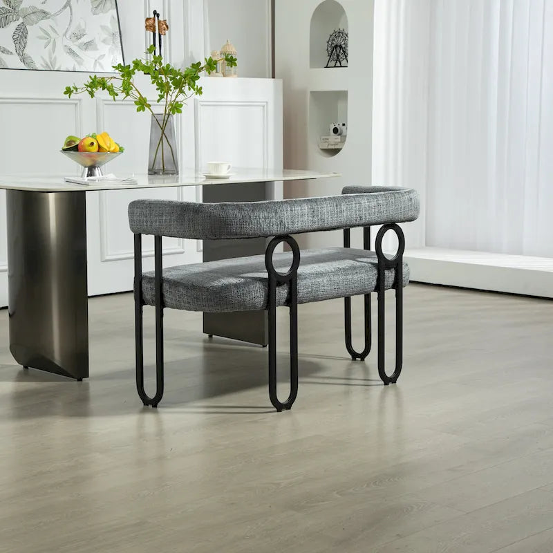 Loveseat moderno House Hold, sofá de 2 plazas de tela de chenilla, con brazos y patas metálicas para la sala de estar