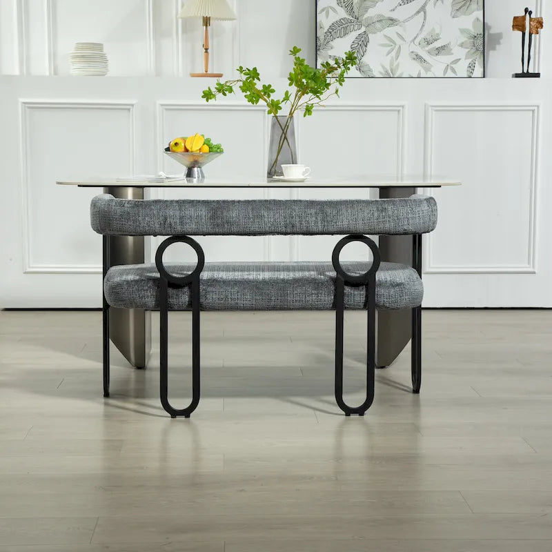 Loveseat moderno House Hold, sofá de 2 plazas de tela de chenilla, con brazos y patas metálicas para la sala de estar