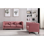 Ensemble de salon classique Chesterfield en velours 2 pièces de US PRIDE FURNITURE, canapé et causeuse