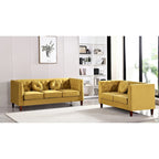 Ensemble de salon classique Chesterfield en velours 2 pièces de US PRIDE FURNITURE, canapé et causeuse