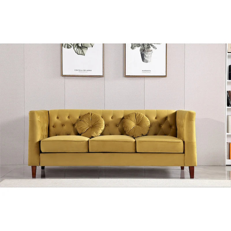 Ensemble de salon classique Chesterfield en velours 2 pièces de US PRIDE FURNITURE, canapé et causeuse
