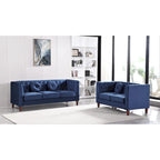 Ensemble de salon classique Chesterfield en velours 2 pièces de US PRIDE FURNITURE, canapé et causeuse