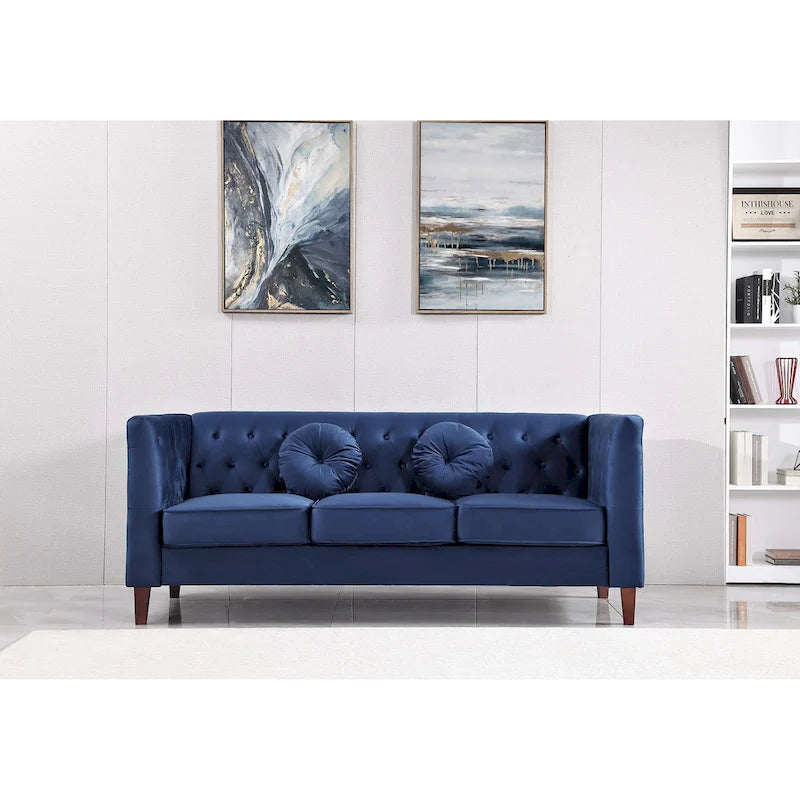 Ensemble de salon classique Chesterfield en velours 2 pièces de US PRIDE FURNITURE, canapé et causeuse
