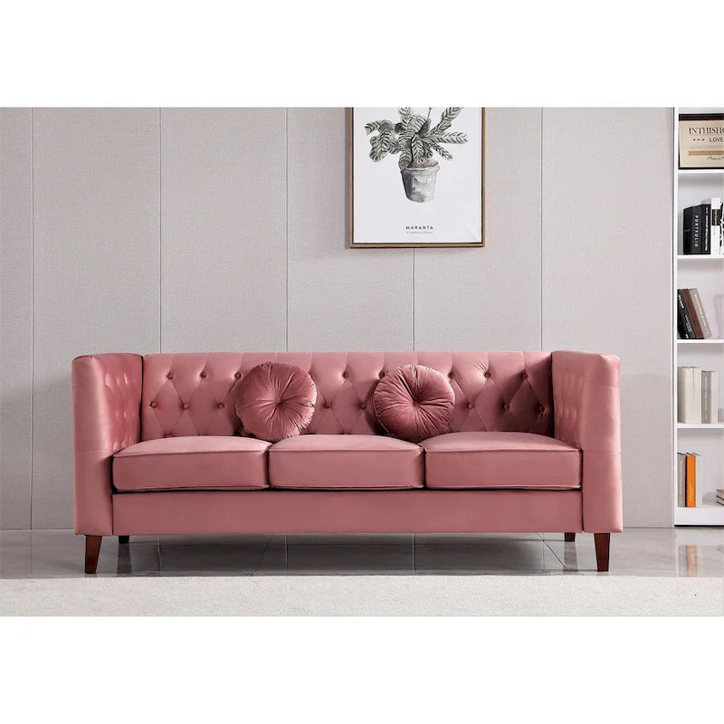 Ensemble de salon classique Chesterfield en velours 2 pièces de US PRIDE FURNITURE, canapé et causeuse