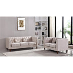 Ensemble de salon classique Chesterfield en velours 2 pièces de US PRIDE FURNITURE, canapé et causeuse