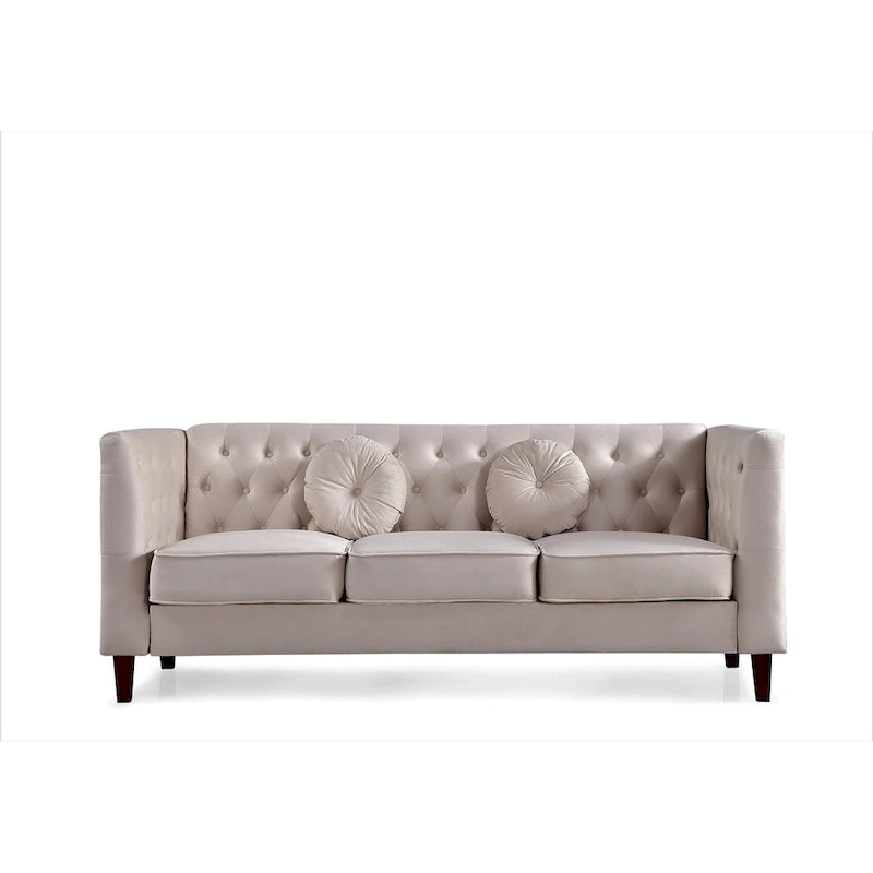 Ensemble de salon classique Chesterfield en velours 2 pièces de US PRIDE FURNITURE, canapé et causeuse