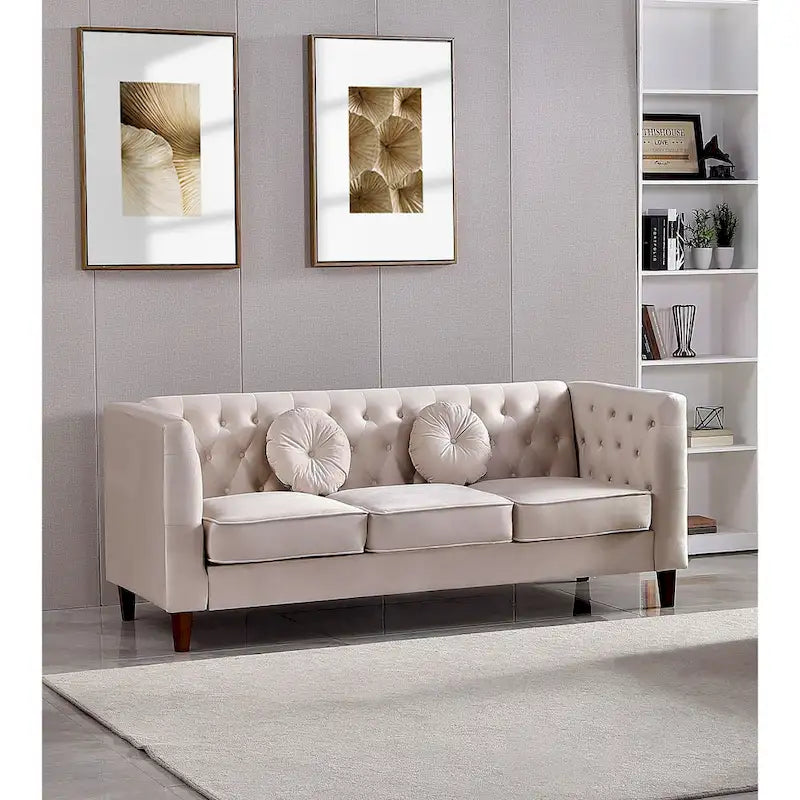 Ensemble de salon classique Chesterfield en velours 2 pièces de US PRIDE FURNITURE, canapé et causeuse