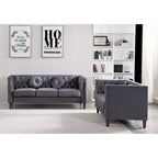 Ensemble de salon classique Chesterfield en velours 2 pièces de US PRIDE FURNITURE, canapé et causeuse