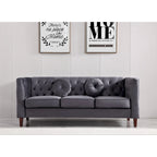 Ensemble de salon classique Chesterfield en velours 2 pièces de US PRIDE FURNITURE, canapé et causeuse