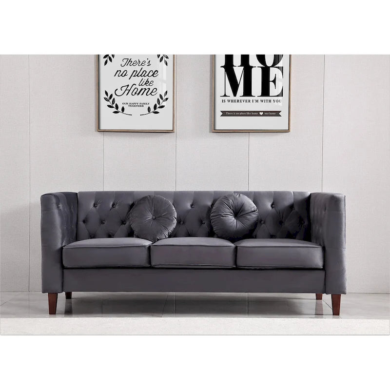 Ensemble de salon classique Chesterfield en velours 2 pièces de US PRIDE FURNITURE, canapé et causeuse
