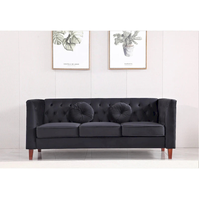 Ensemble de salon classique Chesterfield en velours 2 pièces de US PRIDE FURNITURE, canapé et causeuse