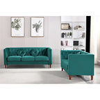 Ensemble de salon classique Chesterfield en velours 2 pièces de US PRIDE FURNITURE, canapé et causeuse