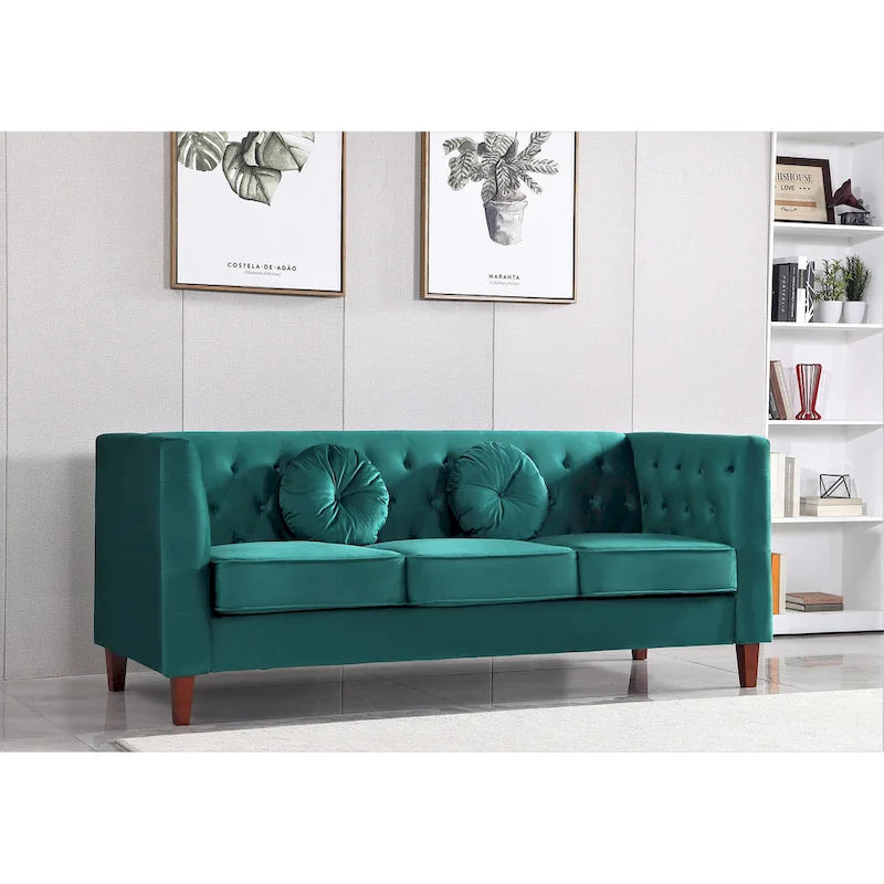 Ensemble de salon classique Chesterfield en velours 2 pièces de US PRIDE FURNITURE, canapé et causeuse