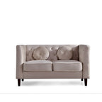 Sofá biplaza Chesterfield clásico de terciopelo de US PRIDE FURNITURE con patas de madera