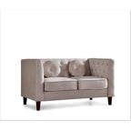 Sofá biplaza Chesterfield clásico de terciopelo de US PRIDE FURNITURE con patas de madera