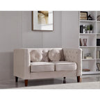 Sofá biplaza Chesterfield clásico de terciopelo de US PRIDE FURNITURE con patas de madera