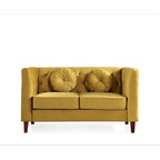 Sofá biplaza Chesterfield clásico de terciopelo de US PRIDE FURNITURE con patas de madera