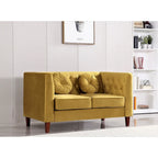 Sofá biplaza Chesterfield clásico de terciopelo de US PRIDE FURNITURE con patas de madera
