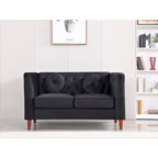 Sofá biplaza Chesterfield clásico de terciopelo de US PRIDE FURNITURE con patas de madera