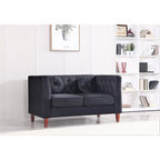 Sofá biplaza Chesterfield clásico de terciopelo de US PRIDE FURNITURE con patas de madera
