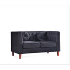 Sofá biplaza Chesterfield clásico de terciopelo de US PRIDE FURNITURE con patas de madera