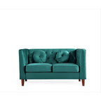 Sofá biplaza Chesterfield clásico de terciopelo de US PRIDE FURNITURE con patas de madera